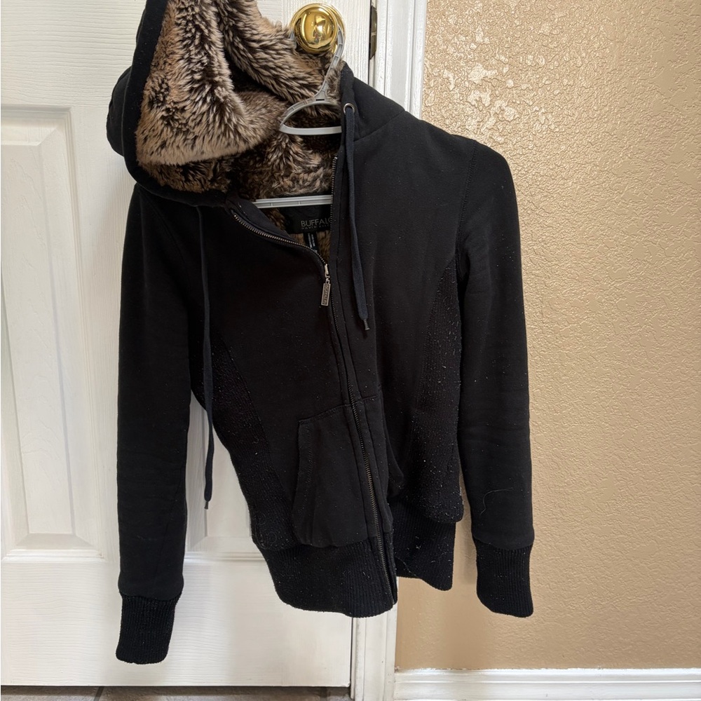 Buffalo David Bitton Black Teddy Jacket with Faux Fur